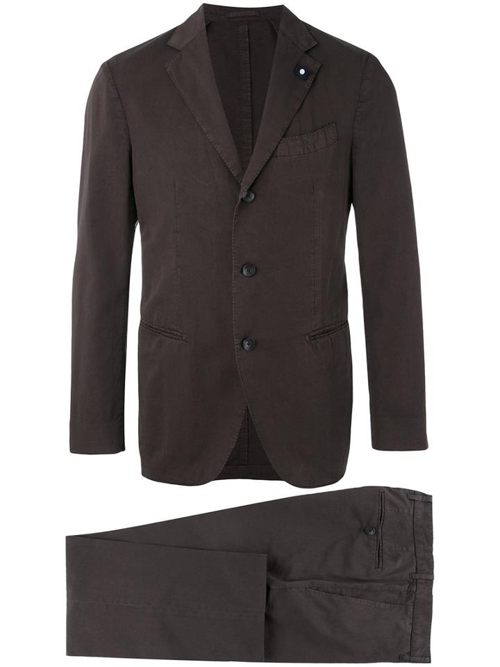 Lardini - Single Breasted Suit - Men - Silk/cotton/polyamide/polyester - 50, Brown, Silk/cotton/polyamide/polyester