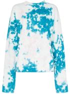 The Elder Statesman Marble Dyed Effect Fleece Sweatshirt - Teal/powder