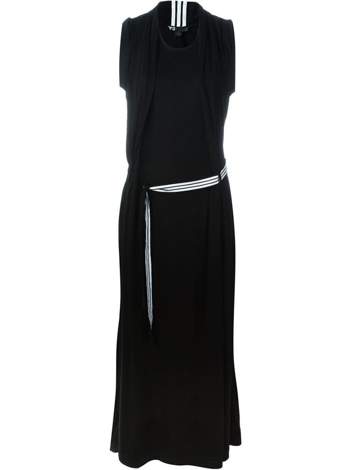 Y-3 Belted Jersey Maxi Dress, Women's, Size: S, Black, Cupro/triacetate/polyamide