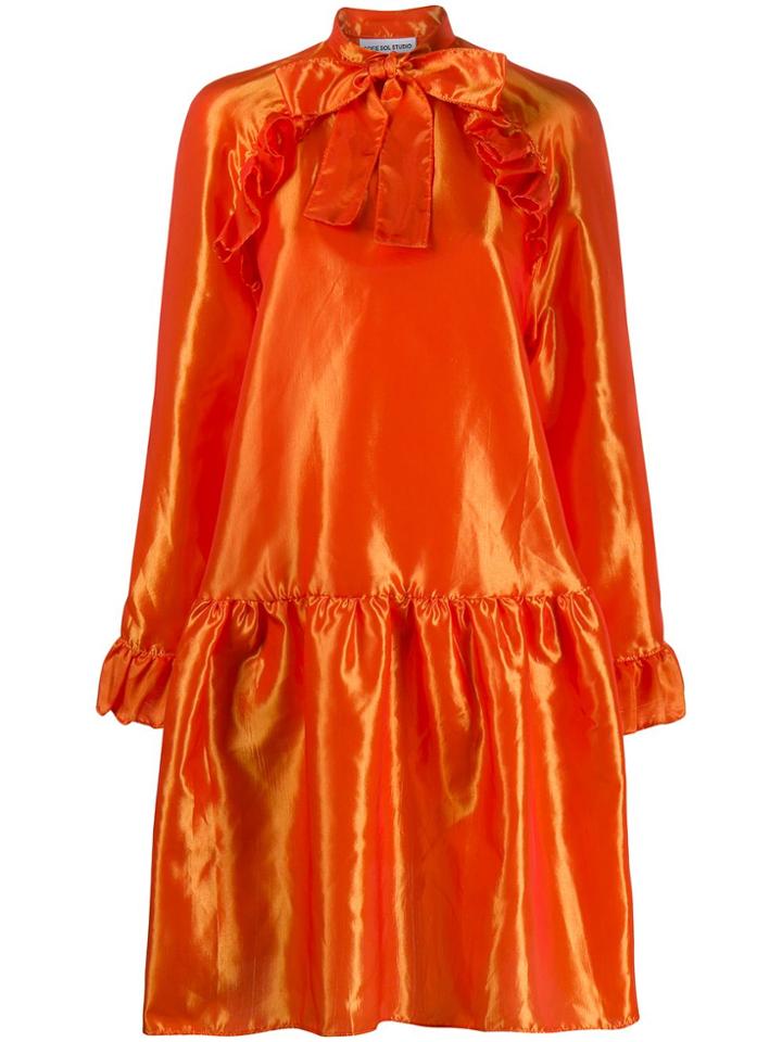 Sofie Sol Studio Taffeta Babydoll Dress - Orange