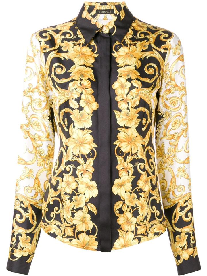 Versace Baroque Flower Print Shirt - Black
