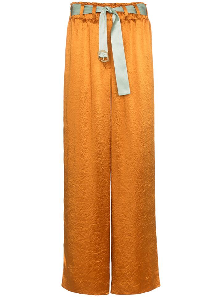 Sies Marjan Flora Satin Wide Leg Trousers - Yellow & Orange