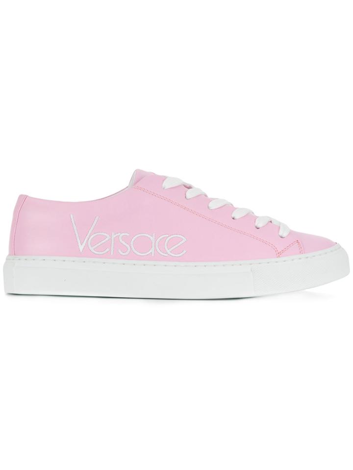 Versace Logo Print Sneakers - Pink & Purple
