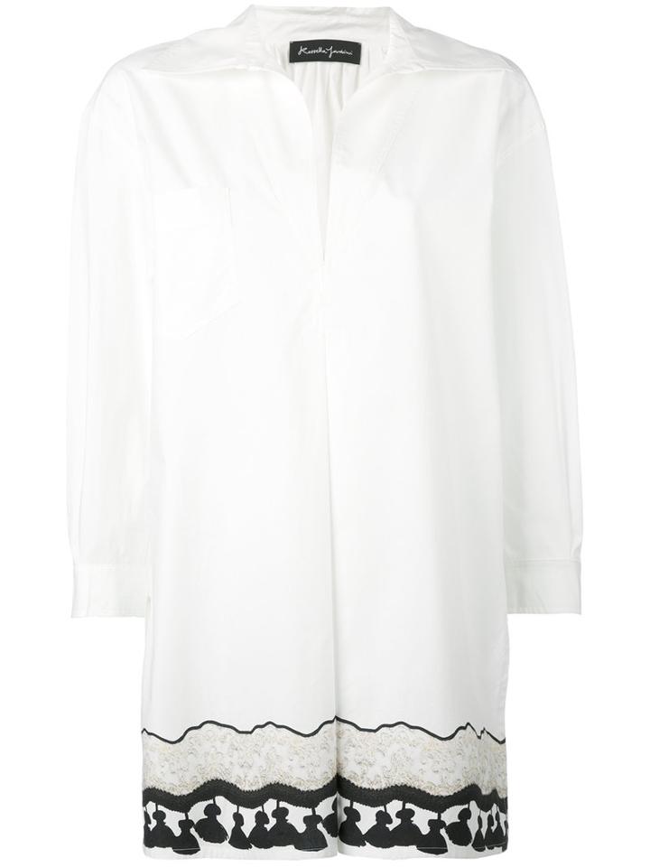 Rossella Jardini - Long Tassel Print Shirt - Women - Cotton - 44, Women's, White, Cotton