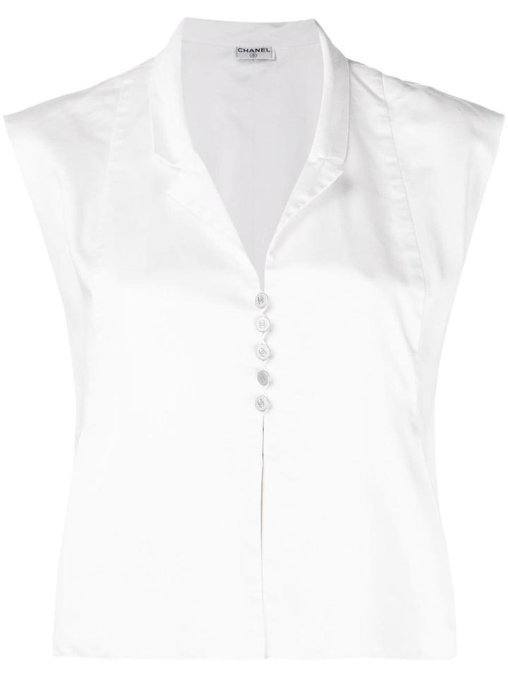 Chanel Vintage Cropped Sleeveless Shirt - White