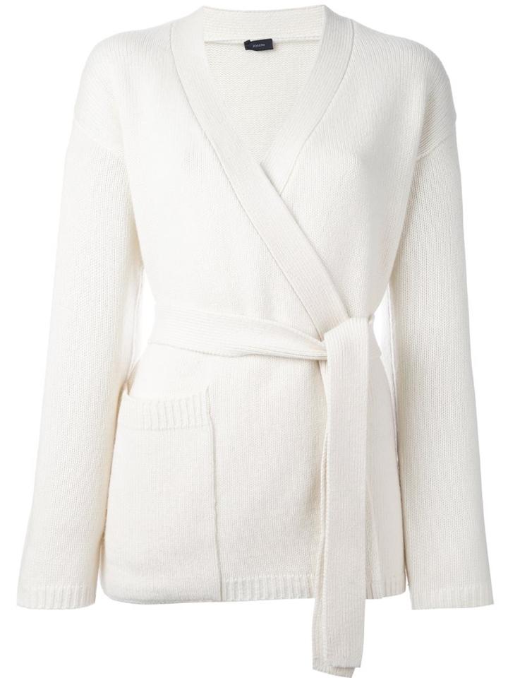 Joseph Belted Cardigan, Women's, Size: Xs, White, Cashmere
