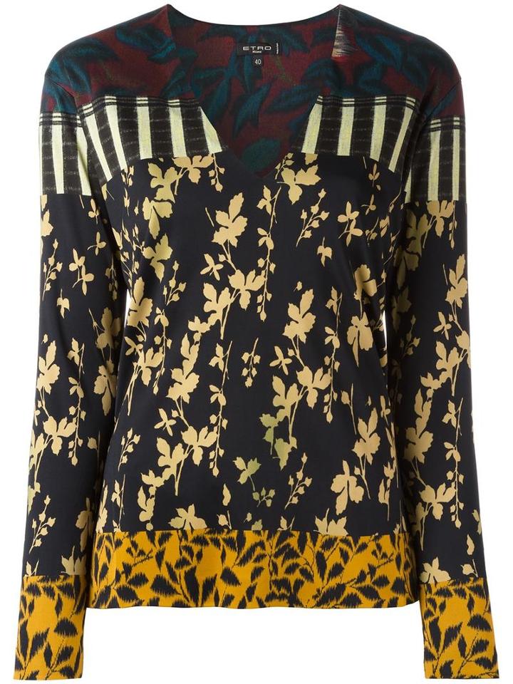 Etro V-neck Printed Blouse, Women's, Size: 38, Black, Viscose