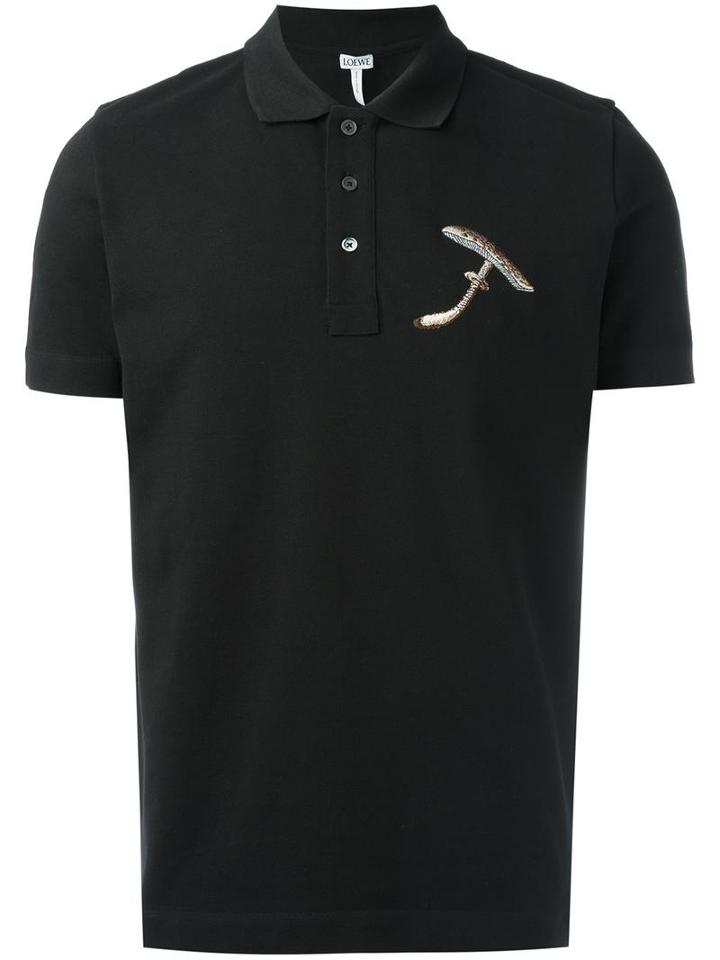 Loewe 'l' Embroidered Polo Shirt, Men's, Size: Small, Black, Cotton