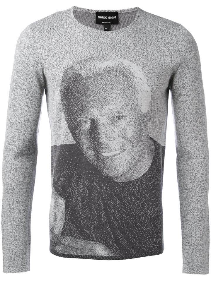 Giorgio Armani Photographic Knit Jumper - Grey