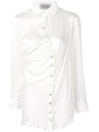 Balossa White Shirt Crooked Silk Shirt
