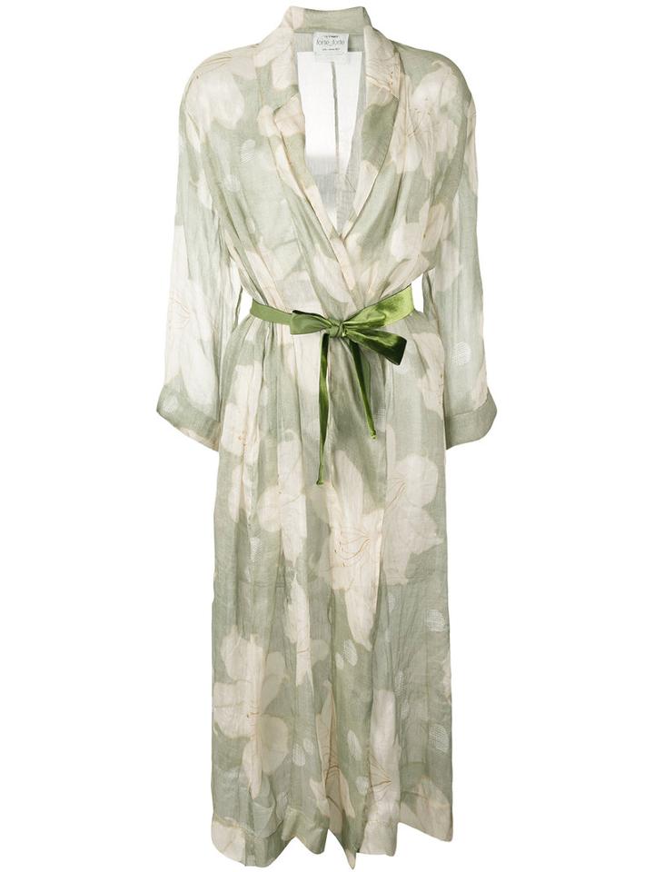 Forte Forte - Floral Print Belted Coat - Women - Silk/linen/flax - Iii, Women's, Green, Silk/linen/flax