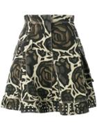 Fay Roses Camouflage Skirt, Women's, Size: 42, Green, Cotton