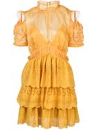 Self-portrait Tiered Ruffled Dress - Yellow & Orange