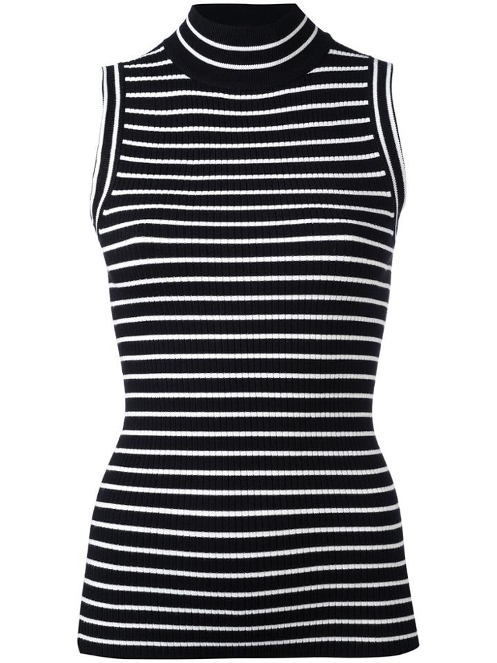 Michael Michael Kors Horizontal Stripe Sleeveless Top - Black