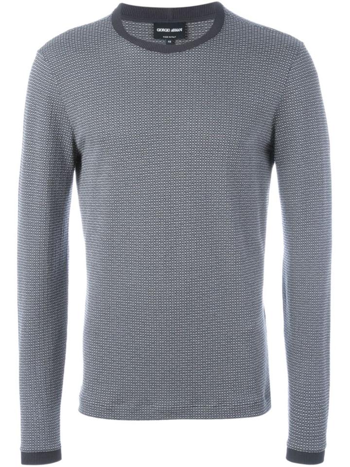 Giorgio Armani Crew Neck Jumper, Men's, Size: 48, Grey, Cotton/spandex/elastane/viscose/polyamide