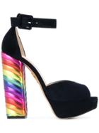Charlotte Olympia Eugenie Rainbow Heel Sandals - Black
