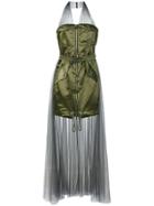 Moschino Halter Tulle Layer Nylon Dress - Green