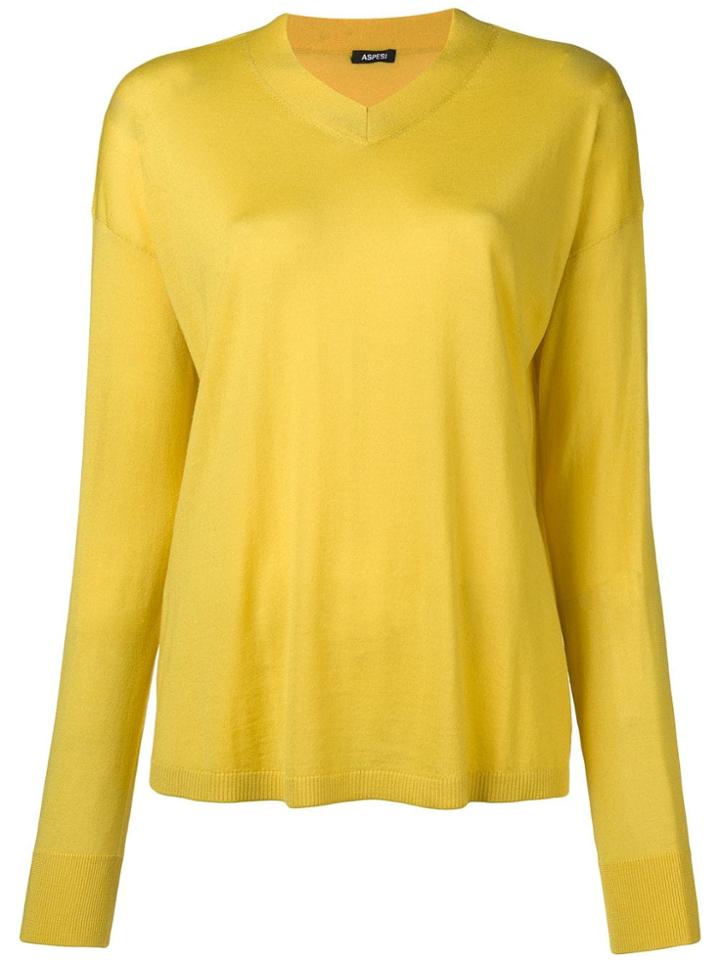 Aspesi Fine Knit V-neck Sweater - Yellow & Orange
