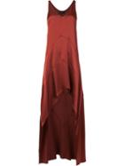 Narciso Rodriguez Asymmetric Silk Dress, Women's, Size: 44, Red, Silk
