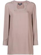 Salvatore Ferragamo Gancini Stitched Neckline Blouse - Neutrals