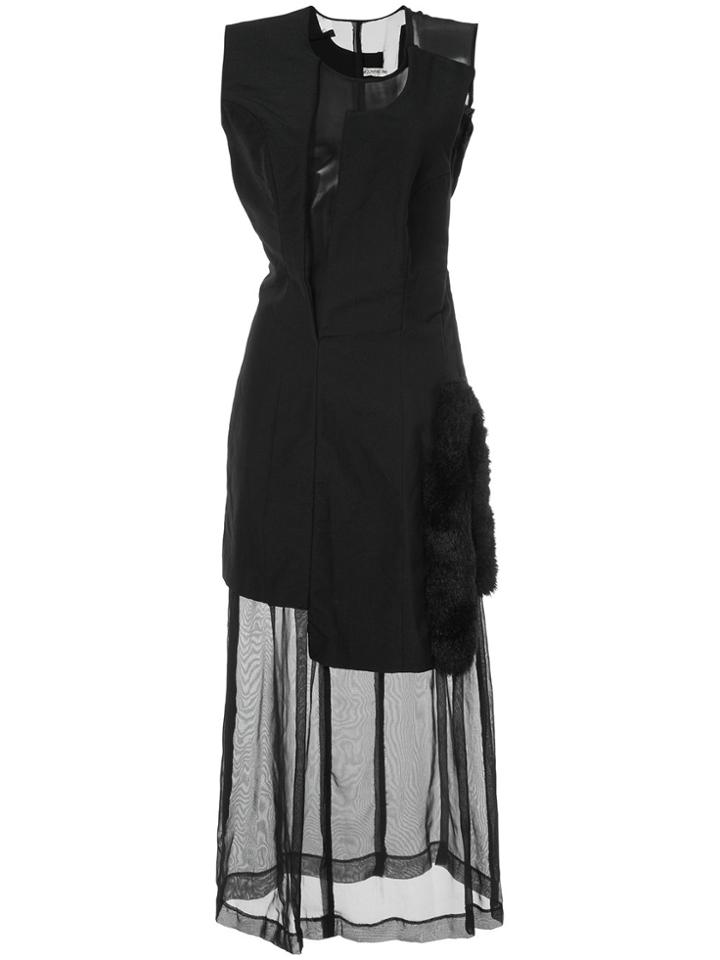Comme Des Garçons Vintage Faux Fur Detail Dissected Dress - Black