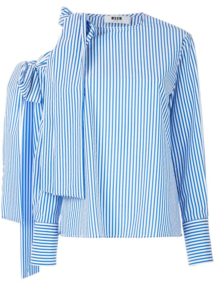 Msgm Loose-fit Striped Blouse, Women's, Size: 38, Blue, Cotton/spandex/elastane/polyimide