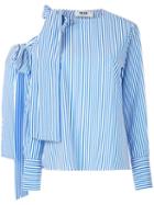 Msgm Loose-fit Striped Blouse, Women's, Size: 38, Blue, Cotton/spandex/elastane/polyimide