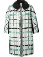Antonio Marras Sequin Checked Coat, Women's, Size: 44, Black, Acetate/polyester/cotton/cotton