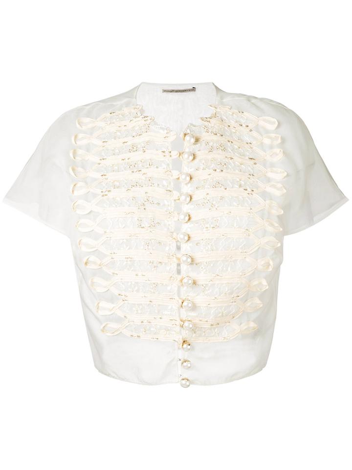 Ermanno Scervino - Buttoned Blouse - Women - Silk/cotton/viscose - 42, Nude/neutrals, Silk/cotton/viscose