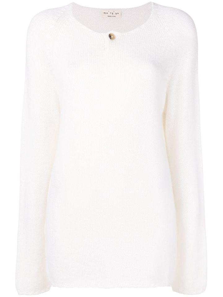 Ma'ry'ya Longline Fine Knit Sweater - White