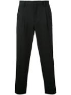 Estnation - Pleat Detail Cropped Trousers - Men - Polyester/polyurethane/rayon - M, Black, Polyester/polyurethane/rayon