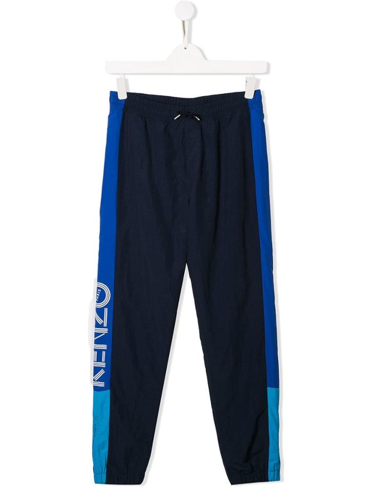 Kenzo Kids Logo Printed Track Pants - Blue
