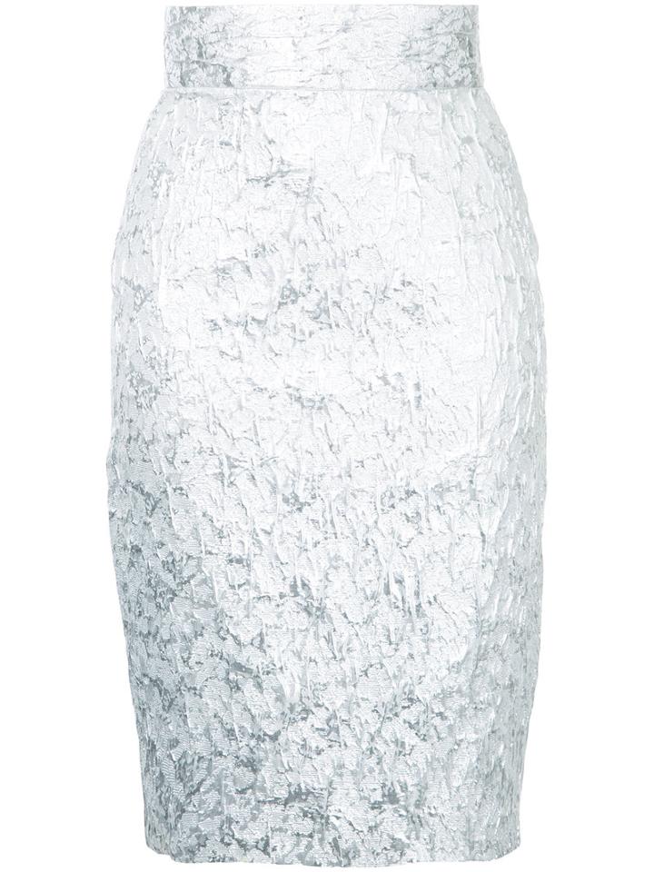 Bambah - Brocade Pencil Skirt - Women - Cotton/polyester - 14, Grey, Cotton/polyester