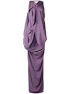 Rick Owens - Draped Open Back Gown - Women - Silk/acetate - 40, Pink/purple, Silk/acetate