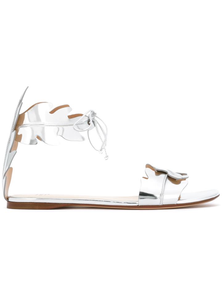 Francesco Russo Leaves Motif Sandals - Metallic