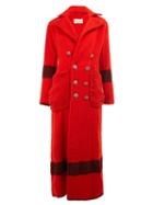 Greg Lauren Long Double Breasted Coat, Women's, Size: 1, Red, Cotton