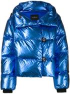 John Richmond Metallic-effect Puffer Jacket - Blue
