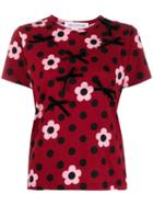 Comme Des Garçons Girl Floral Polka Dot T-shirt - Red