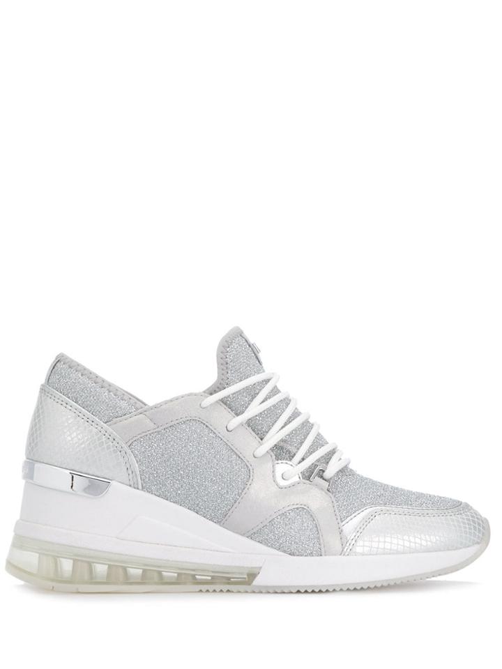 Michael Michael Kors Glitter Heeled Sneakers - Silver
