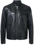 Kent & Curwen Leather Biker Jacket - Black