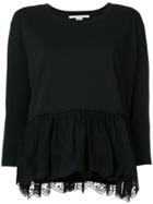 Self-portrait Embroidered Ruffle Blouse - Black