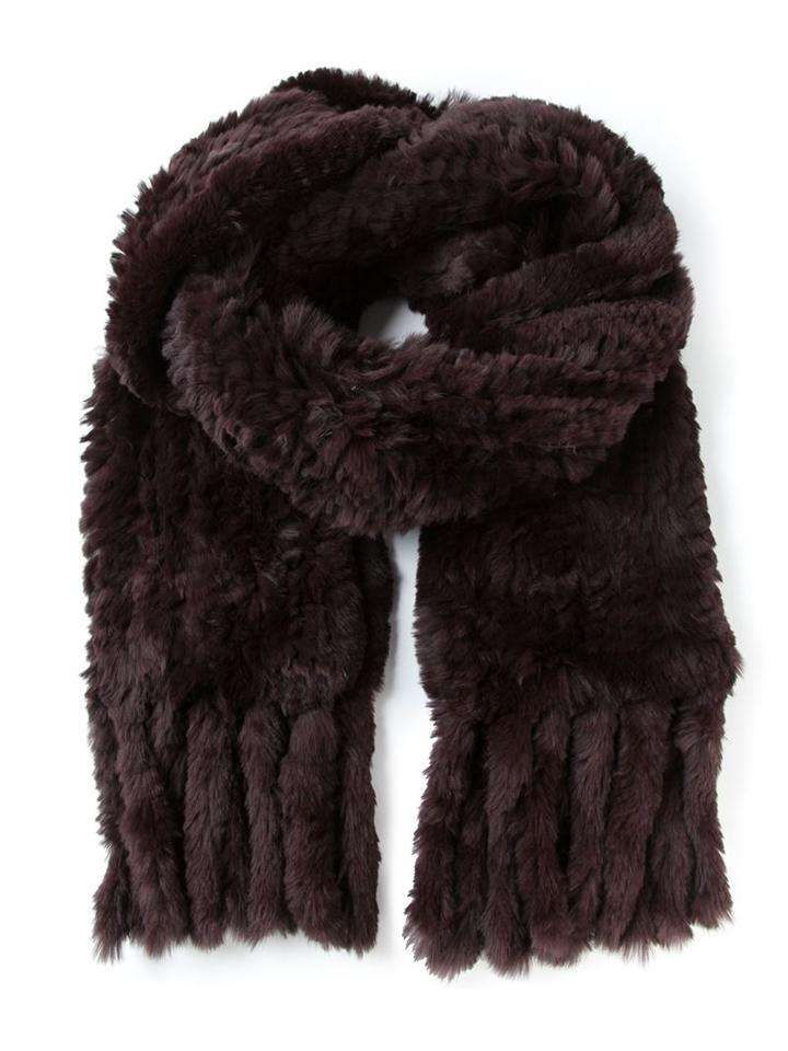 Liska Fringed Scarf, Women's, Brown, Rabbit Fur