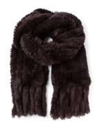 Liska Fringed Scarf, Women's, Brown, Rabbit Fur