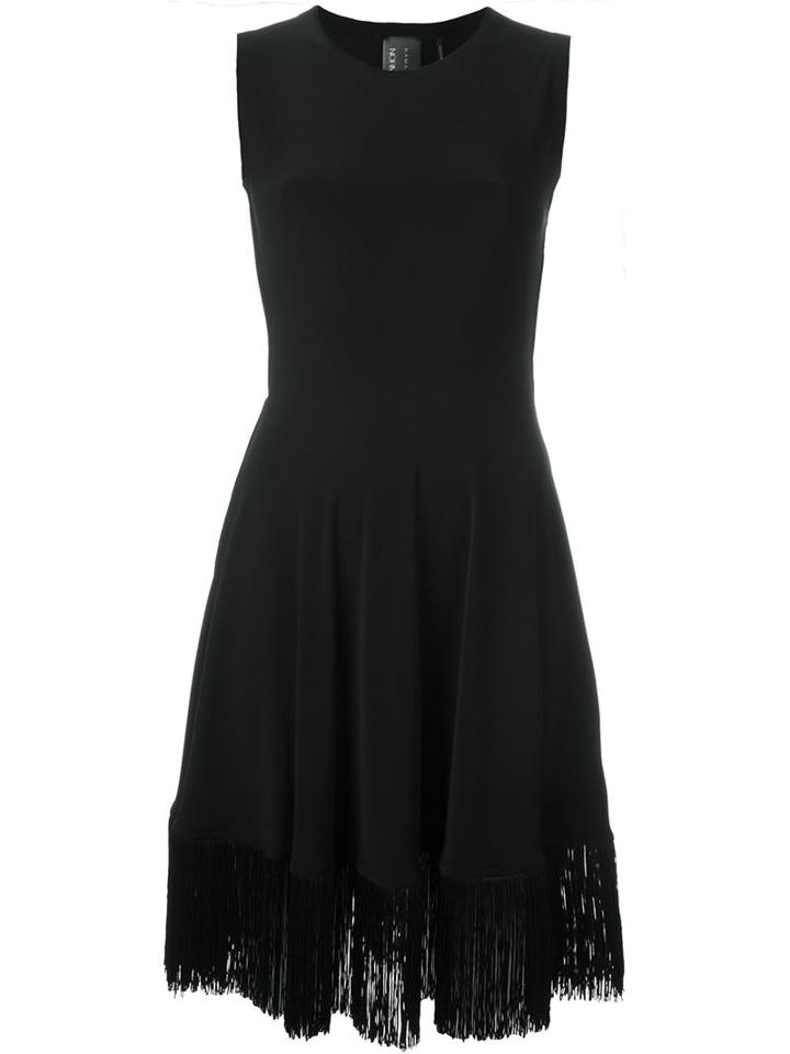 Norma Kamali Fringed Hem Sleeveless Dress