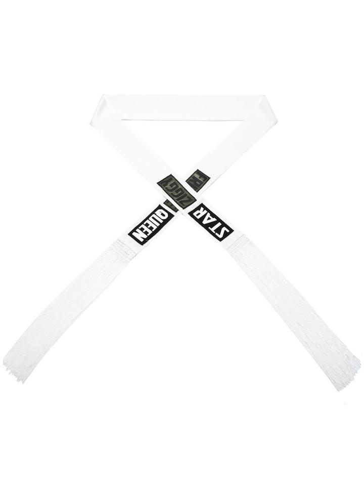 Tom Rebl Long Fringed Scarf, Men's, White, Viscose
