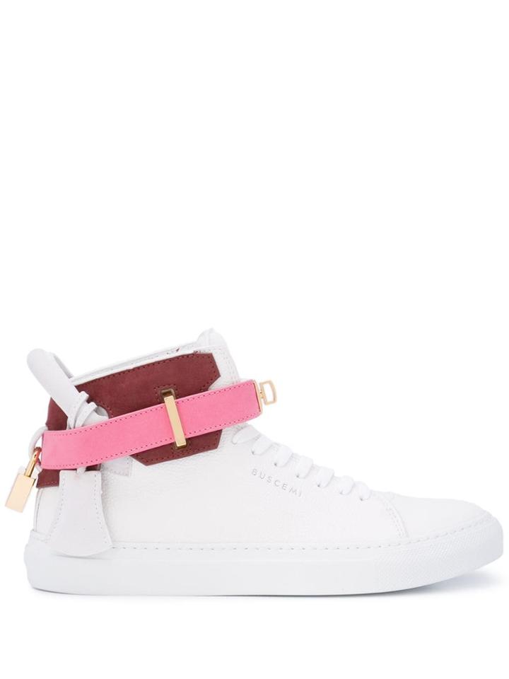 Buscemi Hi-top Ankle Strap Sneakers - White