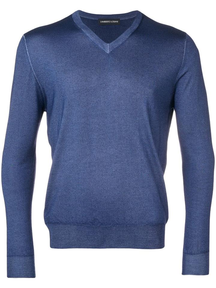 Lamberto Losani V-neck Jumper - Blue
