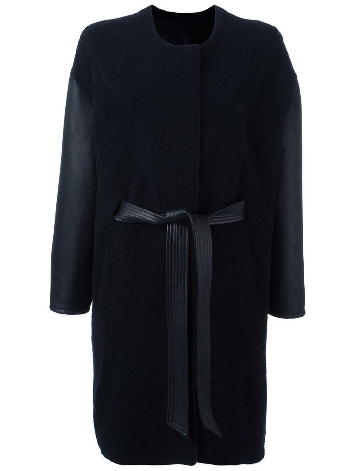 Liska Belted Coat, Women's, Size: Small, Blue, Lamb Skin/lamb Fur