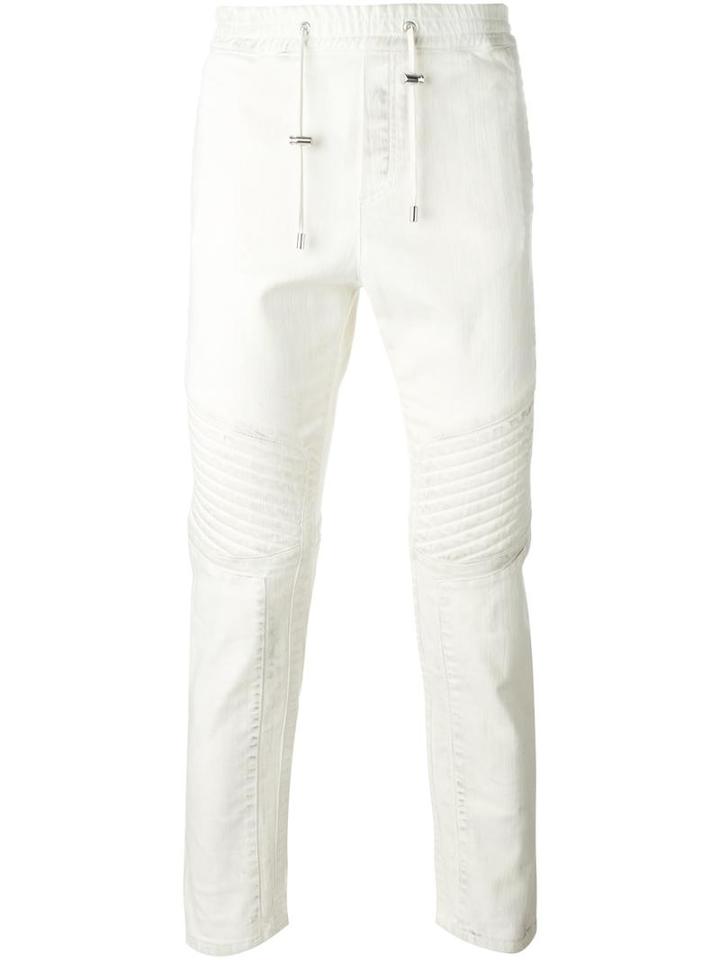 Balmain Biker Track Pants, Men's, Size: Medium, White, Cotton/polyurethane