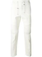 Balmain Biker Track Pants, Men's, Size: Medium, White, Cotton/polyurethane